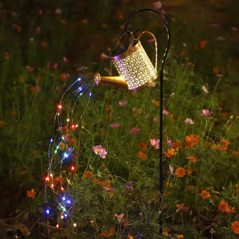 Lámparas solares de hervidor de agua al aire libre, impermeables y huecas, lámparas de césped insertadas en el suelo, lámparas de ducha de agua corriente, decoración del paisaje del jardín image 3
