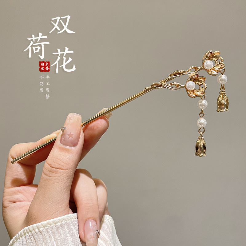 子供のかんざしの女性2024の新型の古風の新しい中国式の高級感のヘアピンの馬のスカートは漢服の髪の飾りを飾ります。|undefined