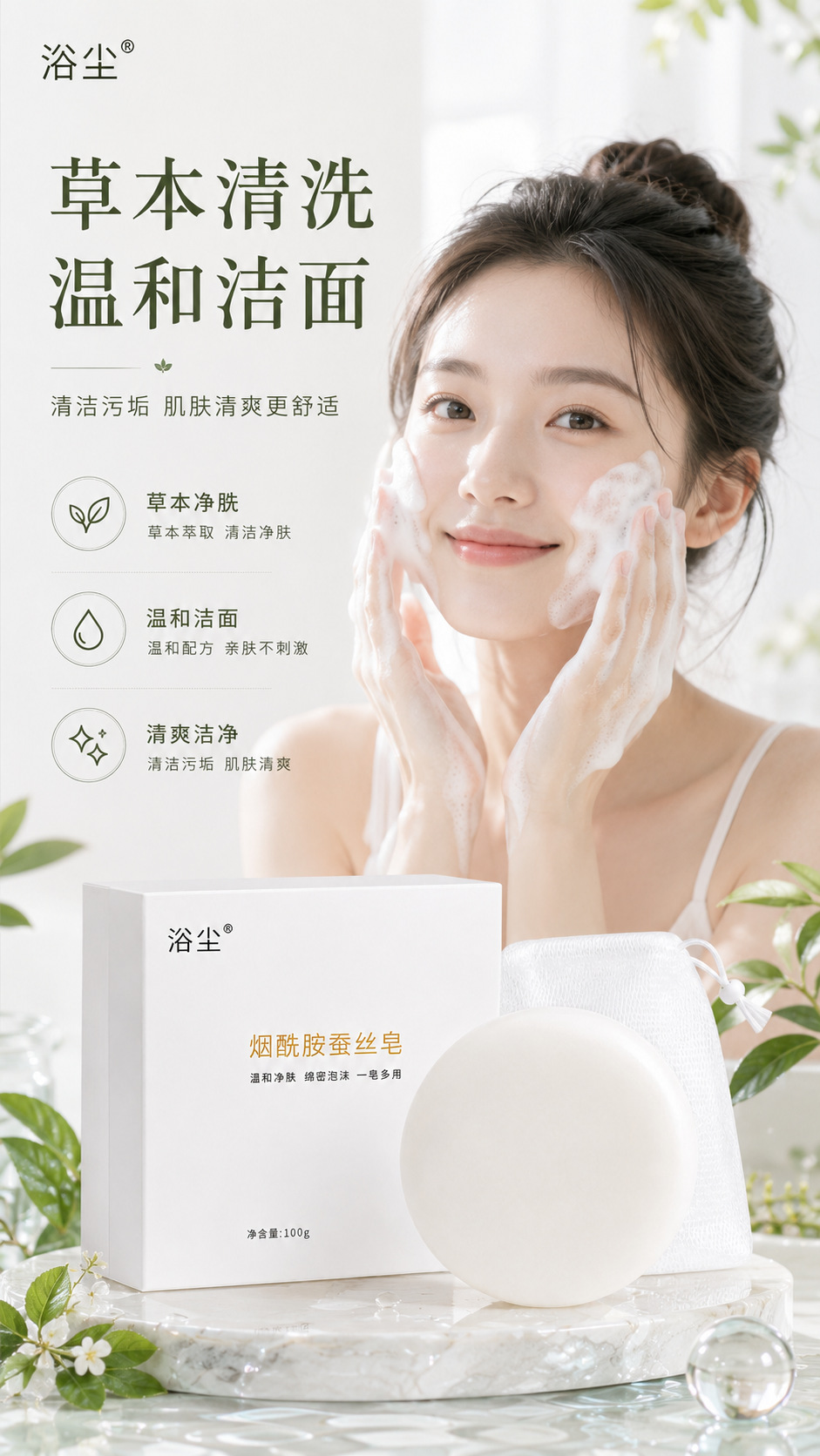 Silk Anti-Mite Handmade Cleansing Bar with Niacinamide 100g Floral Face and Body Soap for Oily Skin quality and texture