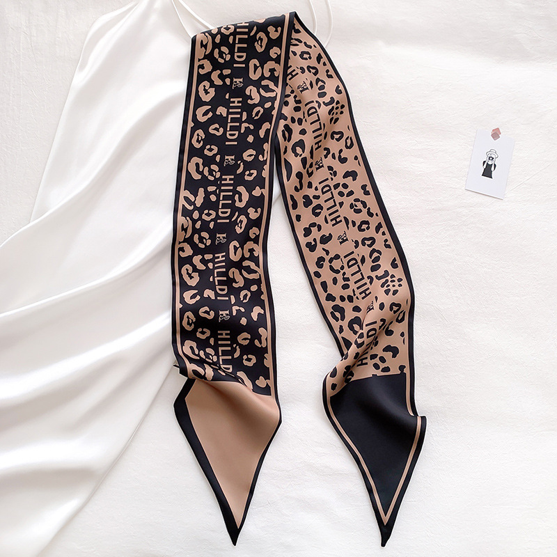 Spring And Autumn Korean Style Versatile Double-sided Thin Narrow Long Scarf Women's Leopard Print Scarf Ribbon Summer Decorative Scarf Dual-use Thin display picture 8