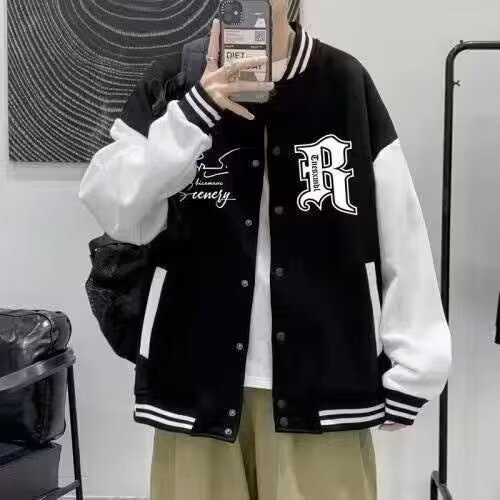 一件代发秋季潮牌夹克外套男宽松百搭棒球服运动开衫夹克外套男|undefined