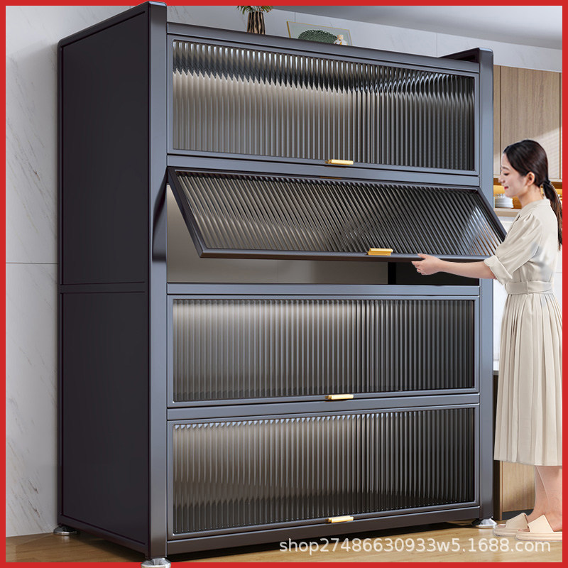 Kitchen Storage Cabinet Floor Multi-layer Door Cabinet with Multi-function Wall-leaning Integrated Widening Upper Door Storage Rack Kitchen Storage Cabinet Floor Multi-layer Door Cabinet with Multi-function Wall-leaning Integrated Widening Upper Door Storage Rack