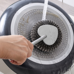 304不鏽鋼鍋刷家用灶台鋼絲刷可掛式長柄清潔刷鋼絲洗碗清潔神器