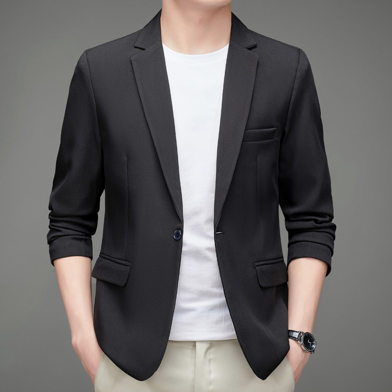 Nueva primavera y otoño traje de color sólido de los Hombres estilo coreano slim fit solo traje guapo un botón clásico capa superior moda