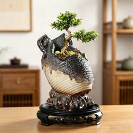 异形仿石盆景花盆桌面微景观盆榆树雀梅老桩绿植栽培陶瓷花盆批发