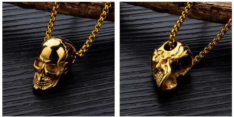 Collana con teschio di personalità per coppie, acciaio inossidabile alla moda, trendy, punk personalizzato, accessori hip-hop, regalo di Halloween_voghion.com