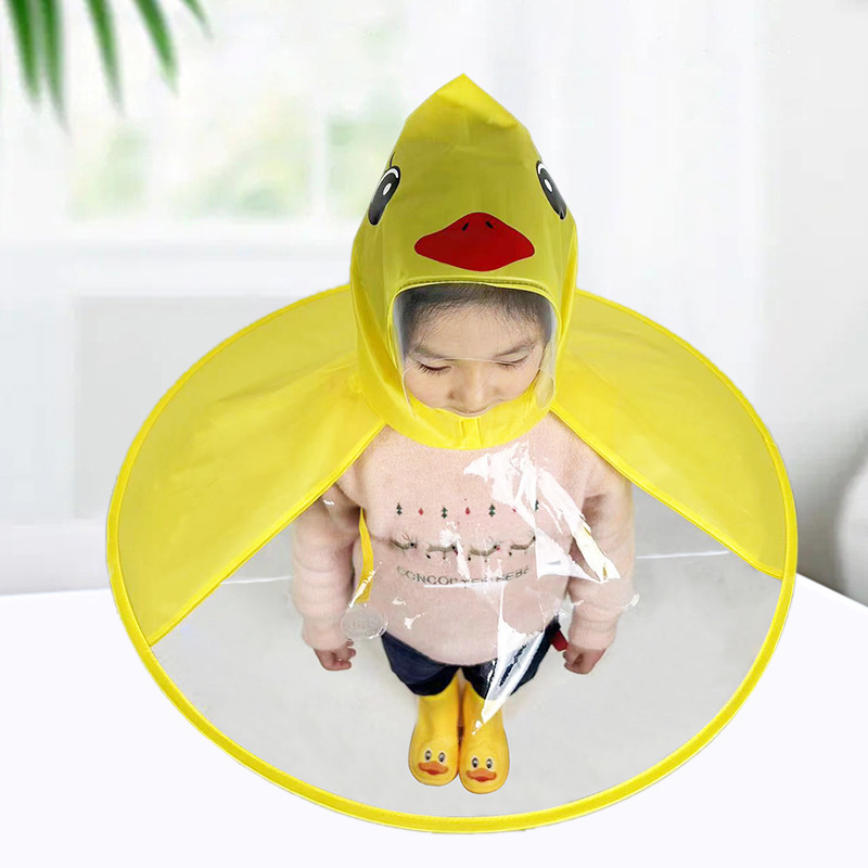 [Xinyiqi] Ufo Raincoat Kidsren's Little Yellow Duck Cloak-Style Umbrella Hat Baby Rainy Day Artifact for Men and Women