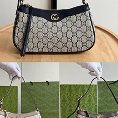 直供外贸新款经典老花麻将腋下包潮流百搭真皮单肩女包实物带logo