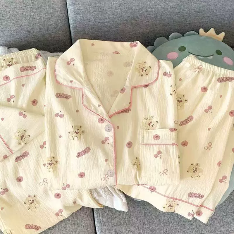 Пижамный комплект 3 предмета, летний с коротким рукавом и удобными брюками, единый размер