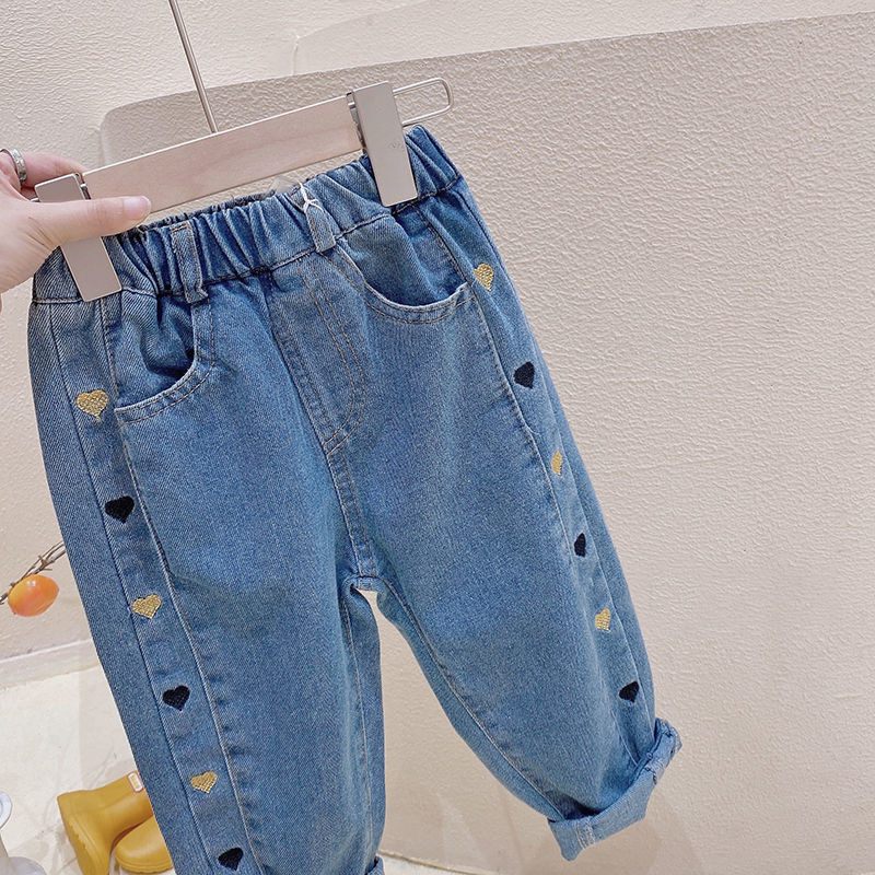 Jeans para niños mujeres 2026 nuevo estilo de primavera y otoño pantalones sueltos coreanos pantalones largos de moda extranjera