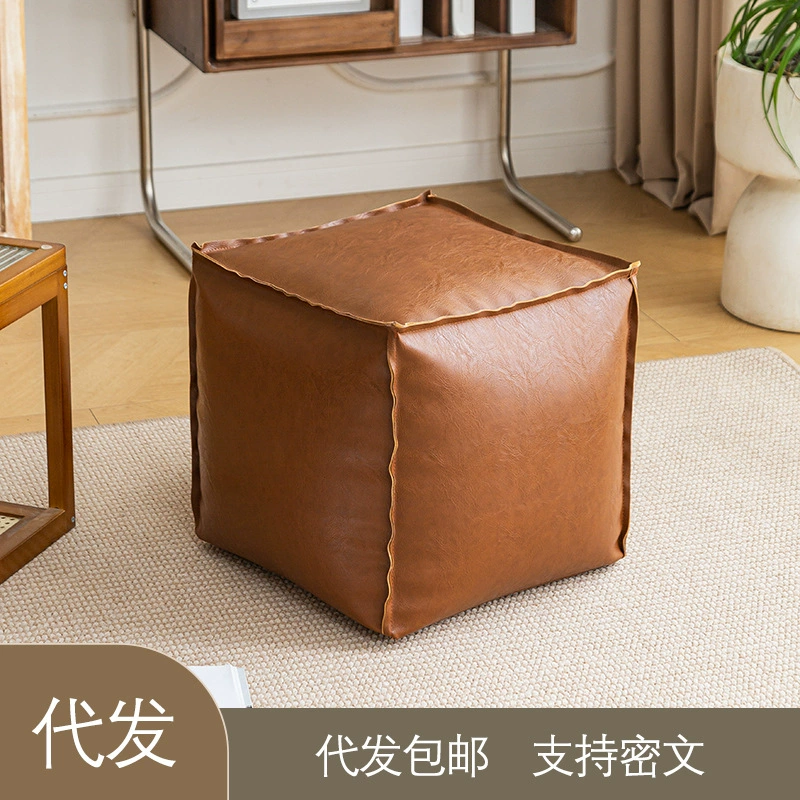 Подушка для хранения пола, кожаный пуф, чехол для хранения старой одежды, легкая роскошная кожаная подушка для хранения пуфа, подушка для хранения пола, табурет для хранения