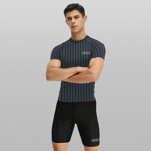 Swimsuit boys professional anti-embarrassment large size loose swimming trunks teenagers hot spring striped men's swimsuit suit