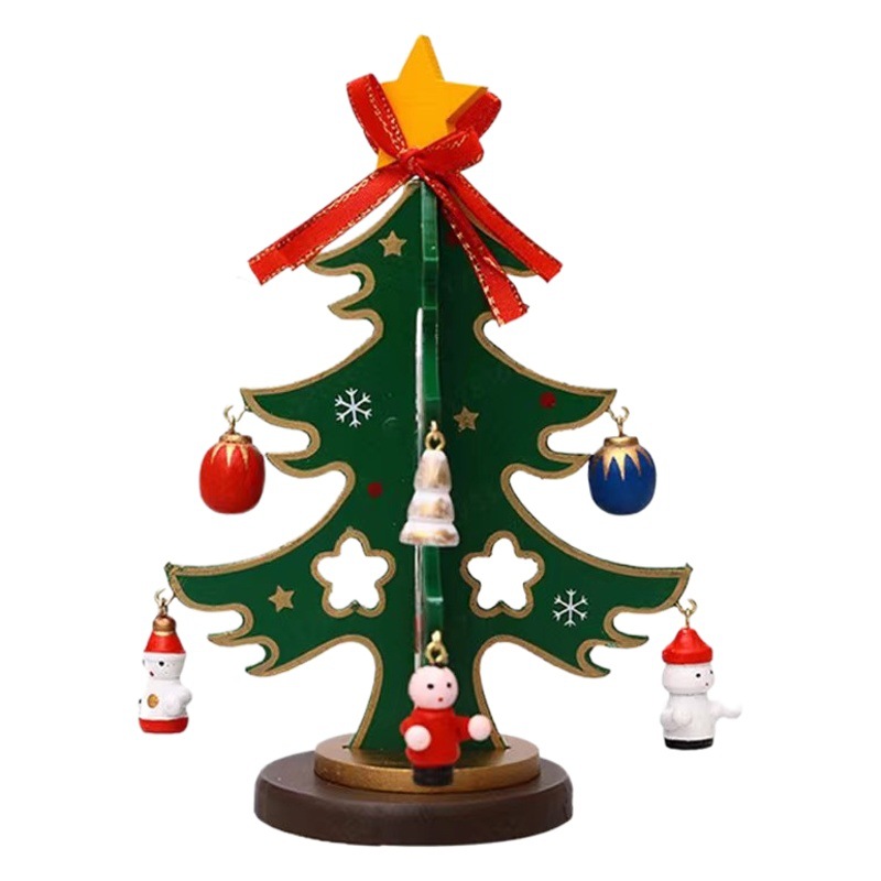 Nuevo transfronterizo Navidad madera árbol de Navidad regalo de los niños mini DIY centro comercial decoración al por mayor