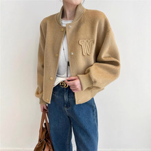 柜货级！70支100羊毛 M周末拉链羊毛双面毛呢大衣短外套夹克女冬