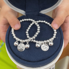 Baby's First Birthday Gift S925 Silver Mickey and Minnie Bell Bead Necklace for Boys and Girls, Parent-Child Jewelry