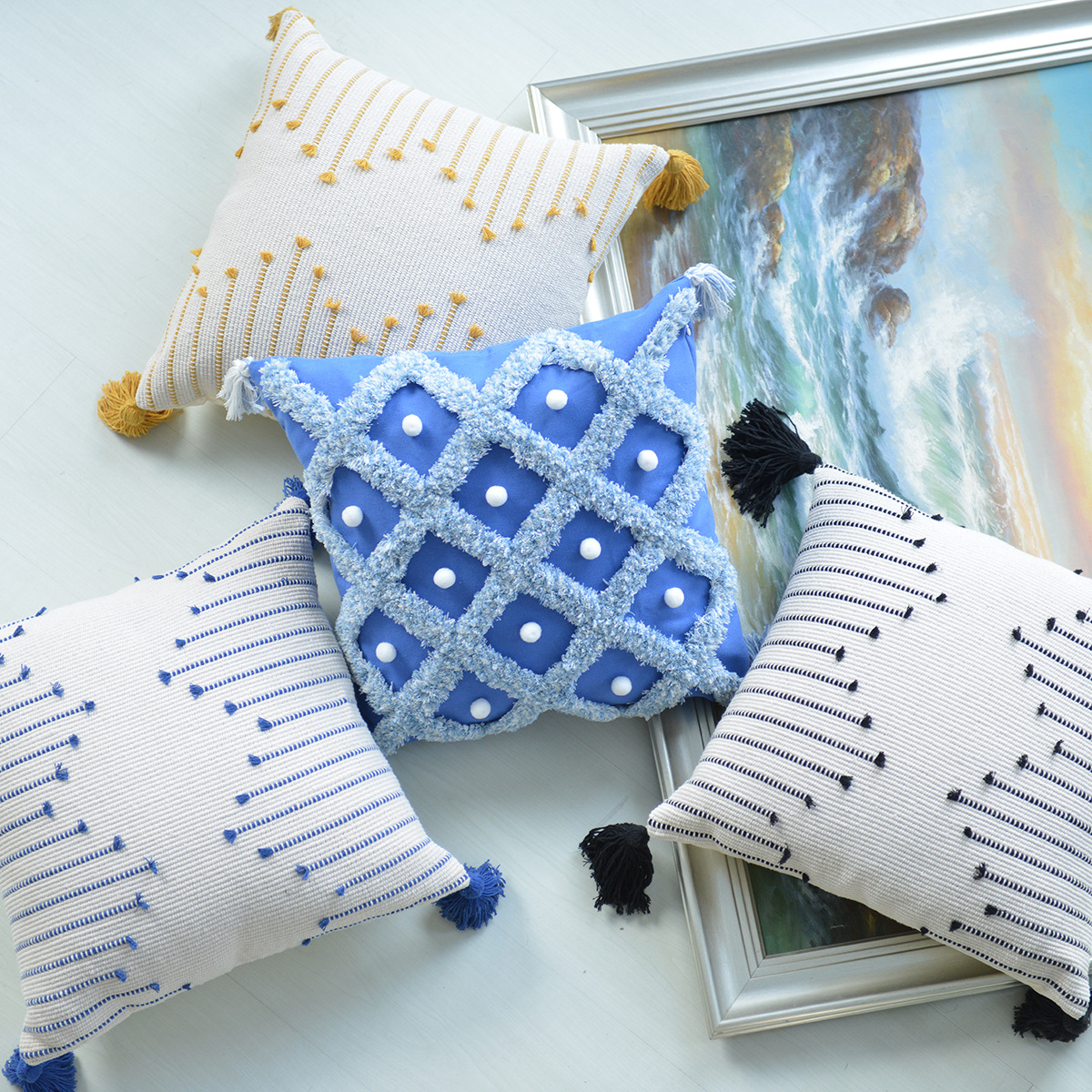 factory Supplying goods in stock Northern Europe modern Simplicity Homestay solar system Geometry line Cotton and hemp Pillowcase Cushion