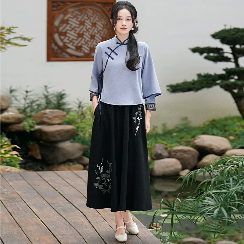 Ретро чонсам для учащихся начальной школы, Hanfu, комплект