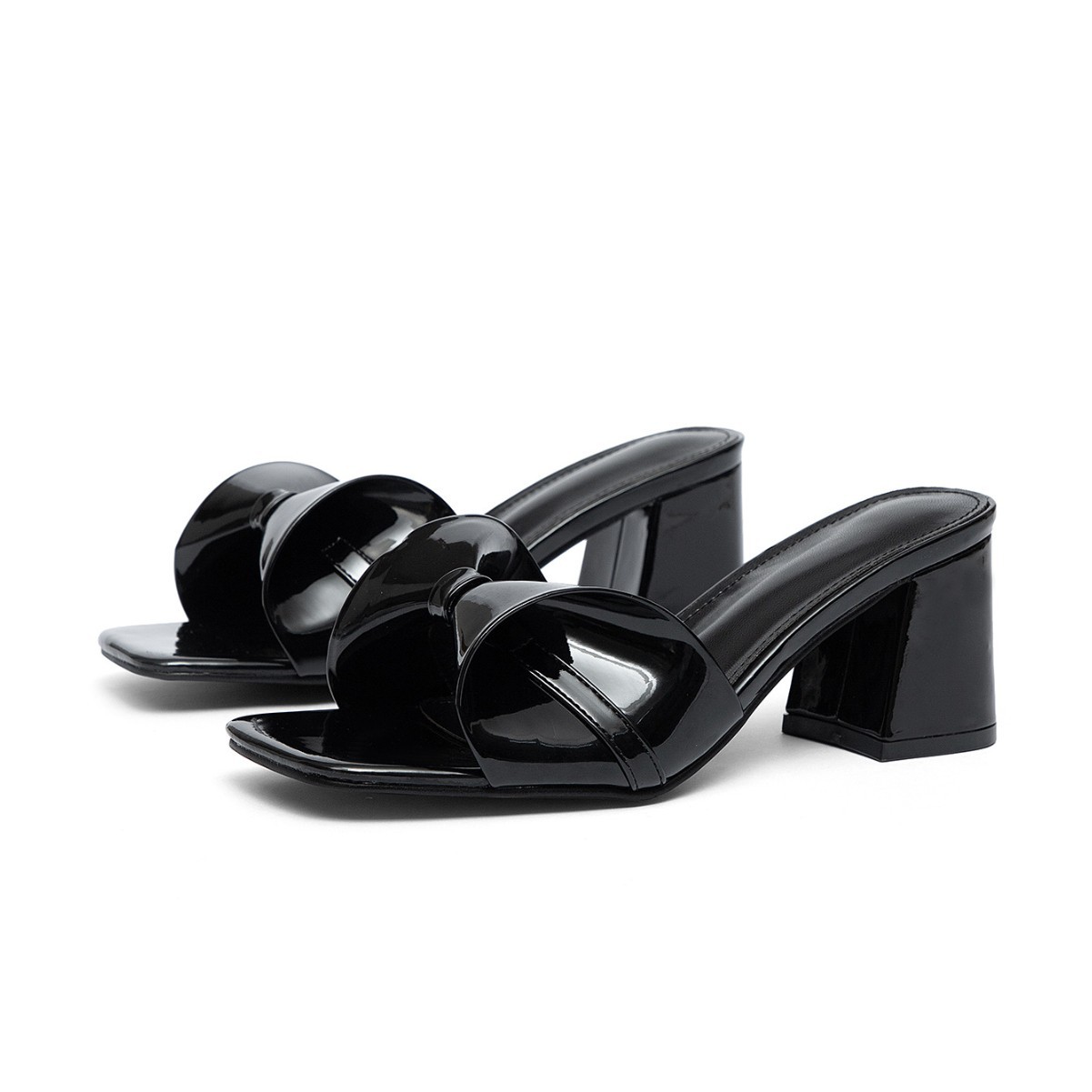 2026 Summer New Women's Slippers: Elegant Fairy Style With Bowknot And Pearls, Gentle Style, Chunky Heel, French Sandals_vogvips.com