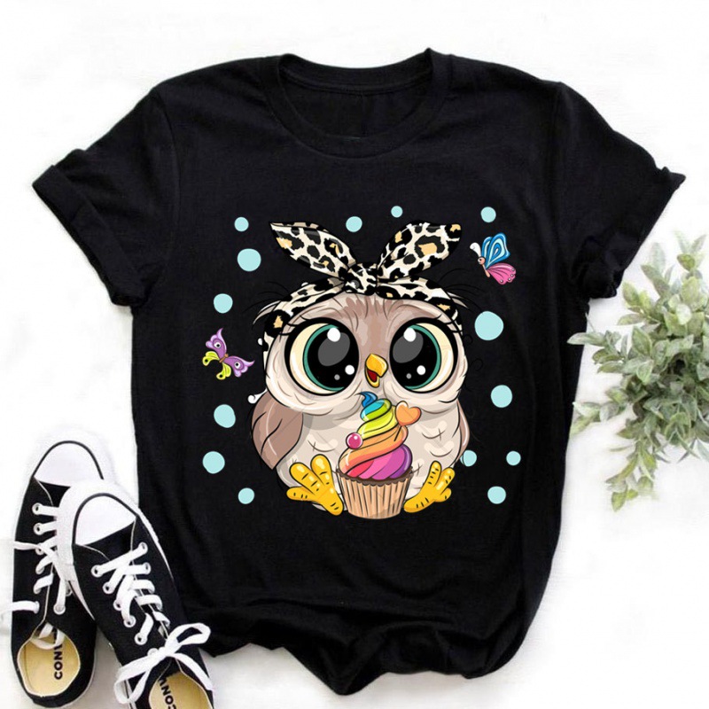 tops-trend-cute-owl-women-print-harajuku-ladies-t-shirt-casual-basics-o-collar-black-white-shirt-short-sleeve-ladies-t-shirt