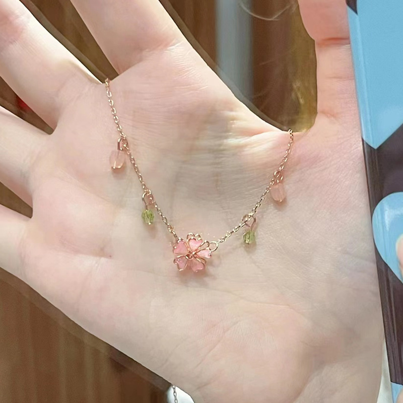 10g Weight Necklace Classification cable chain Chain Type 1 Piece Quantity Sweet Flower Copper Crystal Plating Necklace