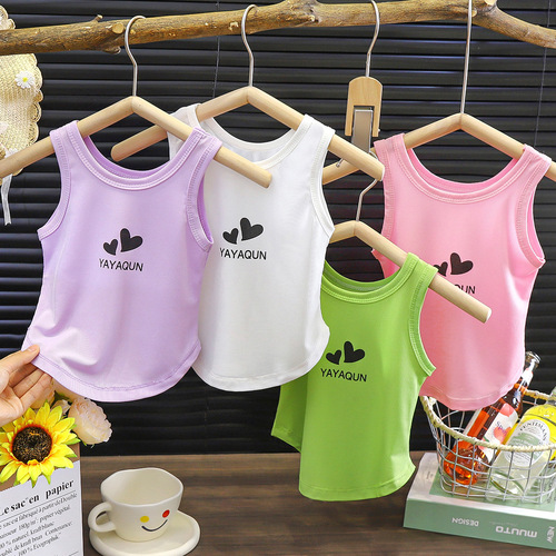 2025 New Women's Children's Tank Top Summer Outfit Fashion Children's Sleeveless Top Thin Baby Versatile Tank Top Wholesale