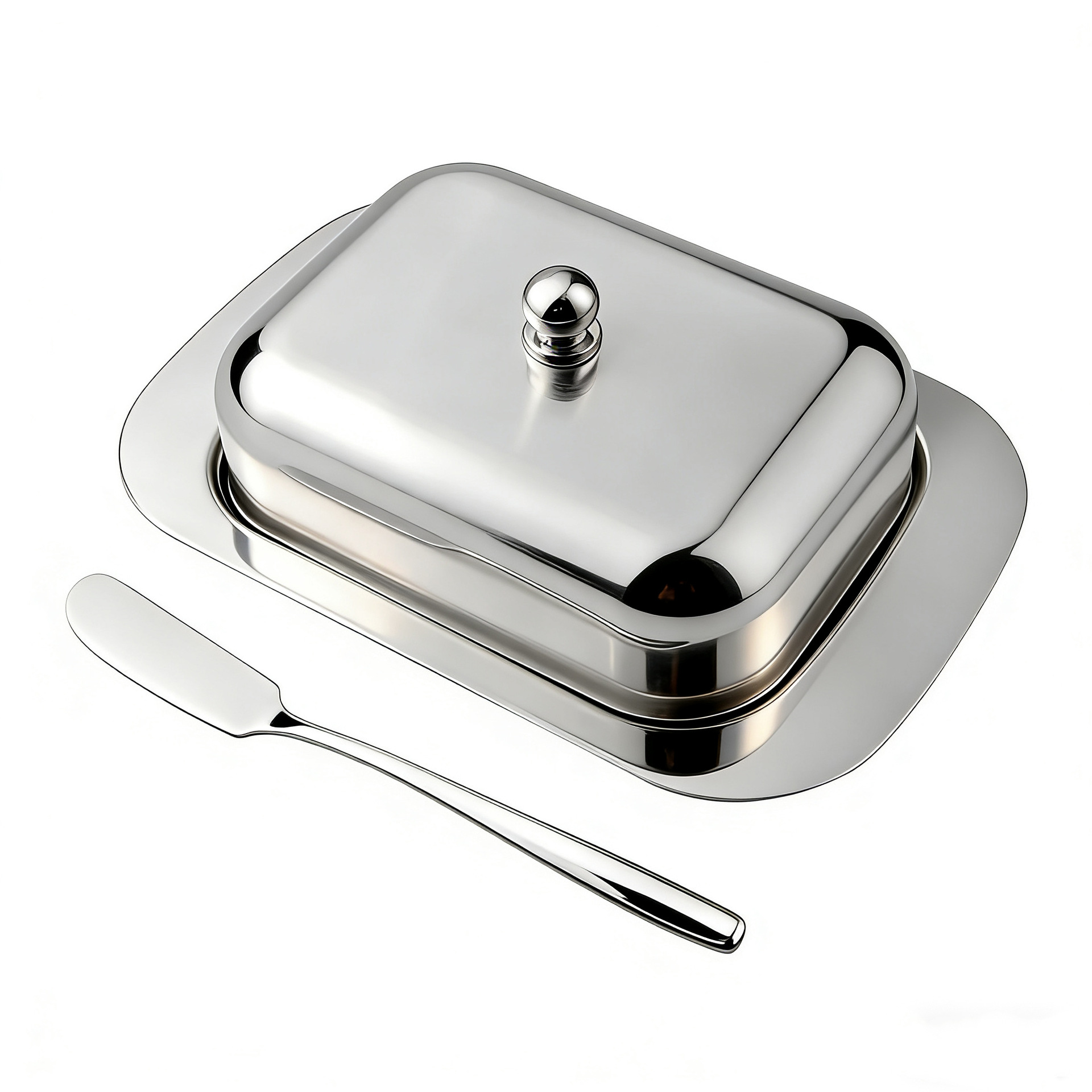 Nueva caja de mantequilla de acero inoxidable caja de queso de estilo europeo caja de mantequilla espesa caja de pan caja de pasteles