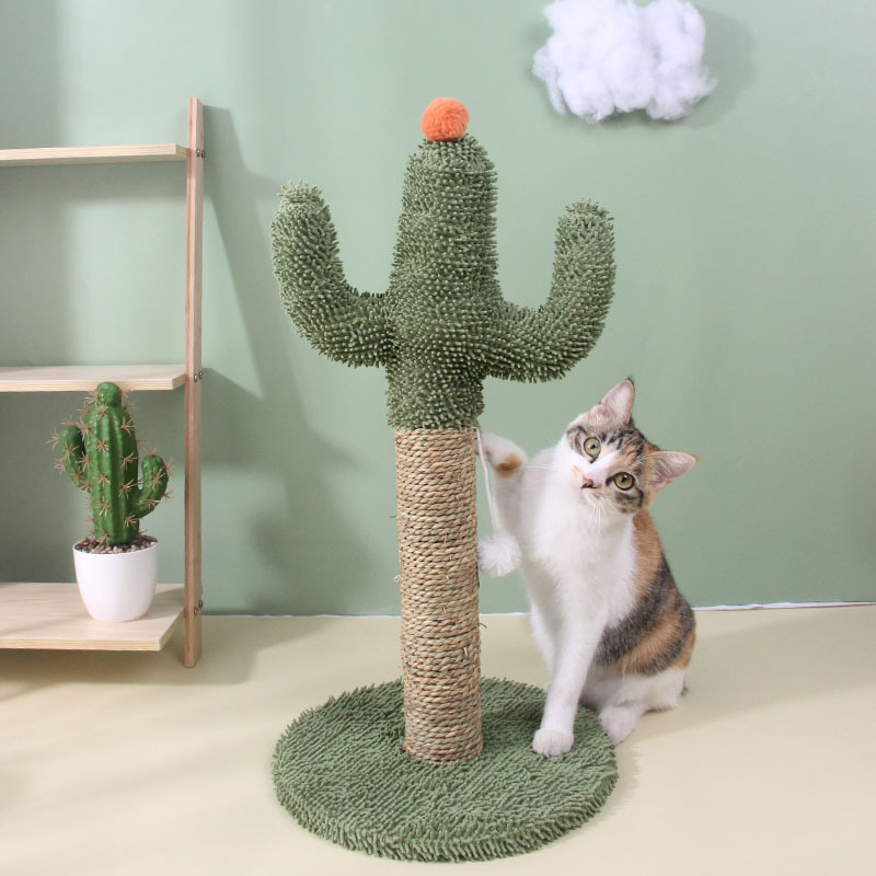 Fábrica al por mayor columna cactus gato escalada marco gato juguete gato árbol integrado colgante bola gato rascarse tablero gato rascador