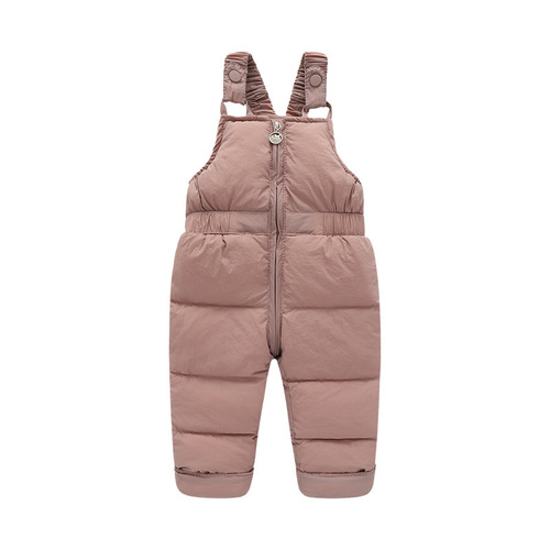 2026 Korean version of children's down cotton pants and bibs for autumn and winter, one-piece baby clothes, foreign trade children's wear wholesale