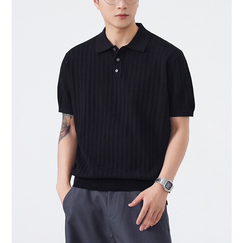 POLO shirt, knitted shirt, short-sleeved, men's lapel, anti-stripe, old money style, business T-shirt, summer cross-border factory wholesale