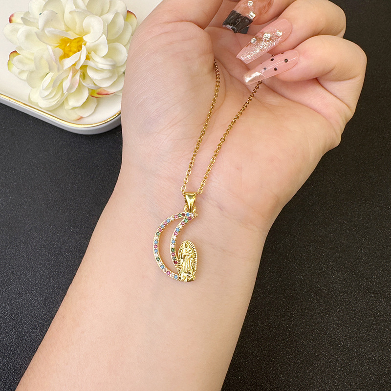 Vietnam Shajin no se desvanece durante mucho tiempo, personalidad europea y americana, moda, diamantes, luna, María, collar, aretes, joyas