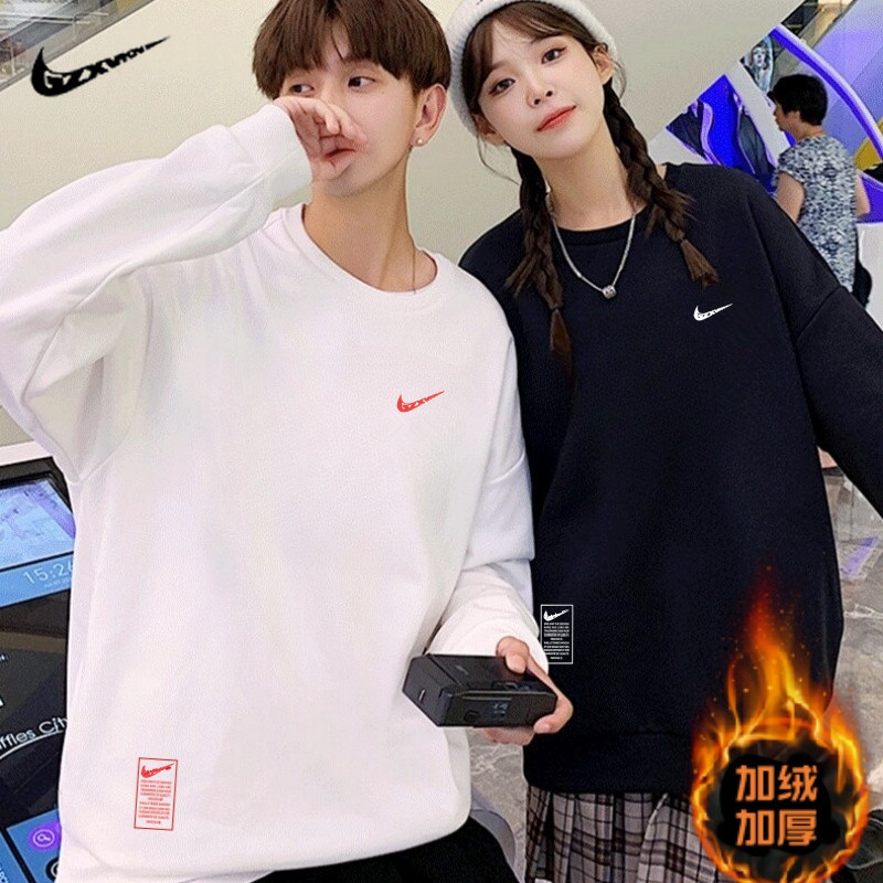 Round Neck Sweatshirt for Men in Spring and Autumn, Loose Fit for Inner or Outer Wear, Couple's Sports Long-Sleeve T-Shirt, Fleece-Lined Warm Base Layer Round Neck Sweatshirt for Men in Spring and Autumn, Loose Fit for Inner or Outer Wear, Couple's Sports Long-Sleeve T-Shirt, Fleece-Lined Warm Base Layer