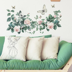 New Fun-f138 Watercolor Green Plants Flowers Butterflies Bedroom Living Room Home Decor Sticker Wall Decal Wholesale