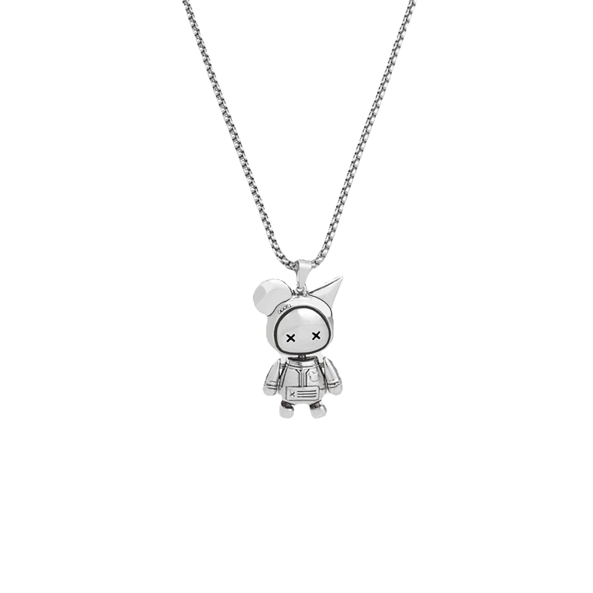 Nouveau pendentif petit monstre tendance en acier titane avec collier de poupée amovible pour étudiants masculins et féminins Instagram_voghion.com