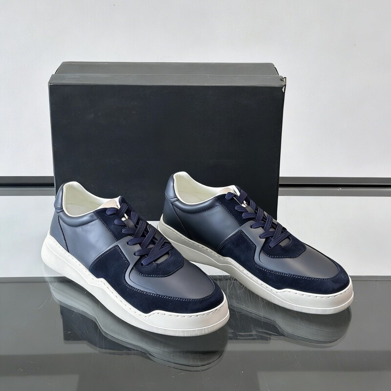 Men's Genuine Leather Color-Block Sneakers, Cross-Border Fashion Casual White Shoes, Breathable Versatile Commuter Flat Sneakers