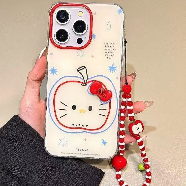 Línea de pintura al óleo de verano Apple KT cat para Apple 15Pro/16Pro funda para teléfono móvil 14 femenino 13 simple 16PM