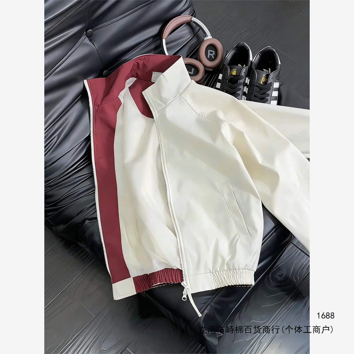 cleanfit米色双拉链飞行夹克男女春秋美式撞色情侣三防冲锋衣外套