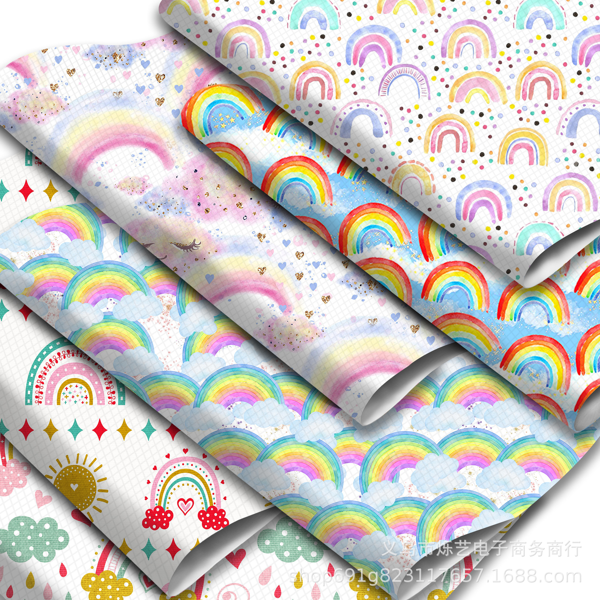 50X140CM连续的 彩虹系列皮革人造革印花皮料现货批发,1Yc28110