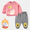 Children's warm sweatshirt, trousers for early age for boys, set girl's to go out, 0-3 years