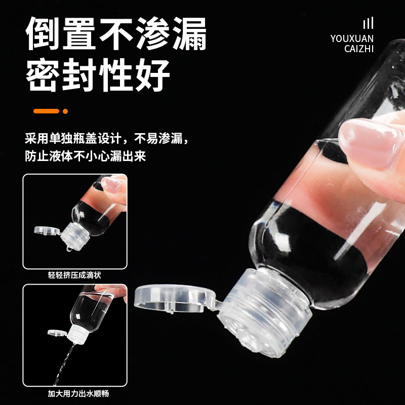 Botella de plástico transparente de 100 ml con tapa de mariposa, botella dispensadora flexible de PET para cosméticos, botella de plástico delgada con tapa abatible. image 5