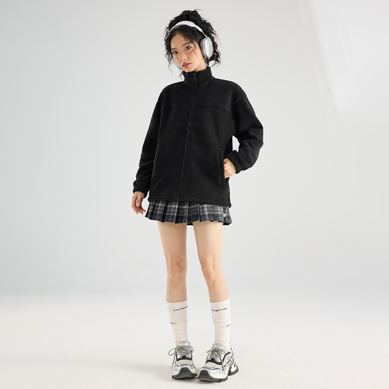 2910 invierno abrigo de grafeno abrigo de terciopelo pareja de cuello vertical empalmado chaqueta casual suelta