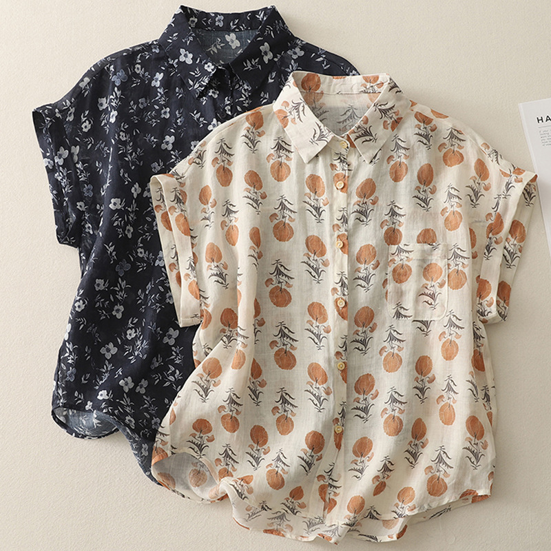 Summer 2025 Cotton and Linen Mori Style Casual Printed Sleeveless Shirt Loose Lightweight Breathable Comfortable Top for Women Summer 2025 Cotton and Linen Mori Style Casual Printed Sleeveless Shirt Loose Lightweight Breathable Comfortable Top for Women