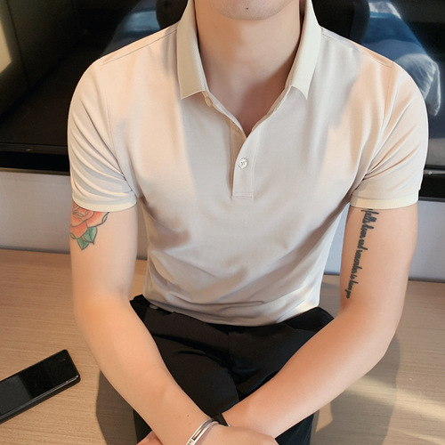 Men's Short Sleeve Polo Shirt Summer New Business Casual Youth Style Cotton Collar Trend Brand Top