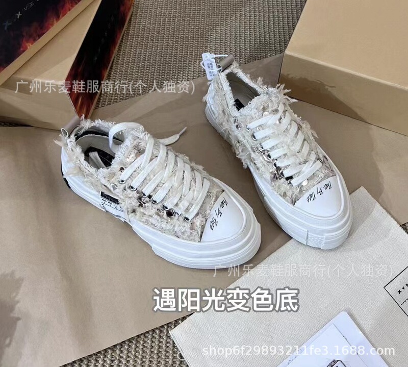 高品质带芯片火焰盒吴建豪同款休闲帆布鞋天鹅之心羽毛亮片乞丐鞋|undefined