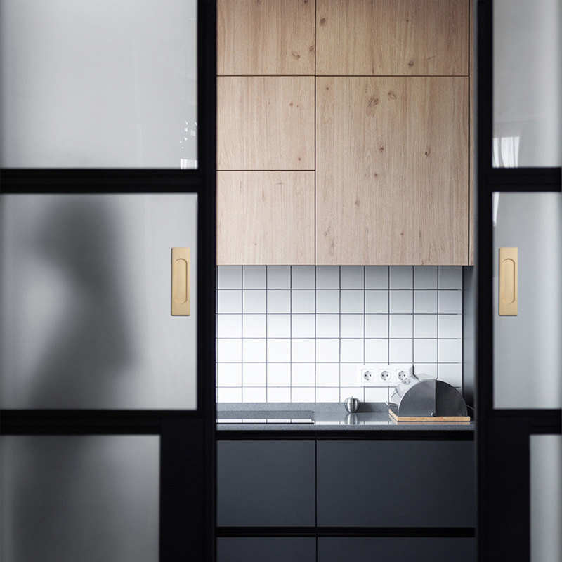 西朵粘貼式推拉門拉手廚門穀倉門鋁合金門玻璃移門免打孔推門扣手