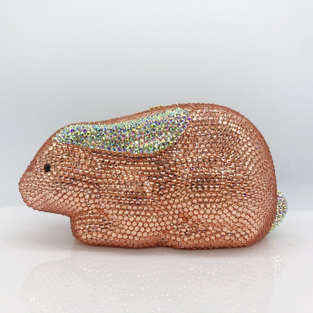 Rabbit clutch conejo transfronterizo bolsa de diamantes para la cena europea y americana bolsa de diamantes de mano adornamiento de conejo de cristal