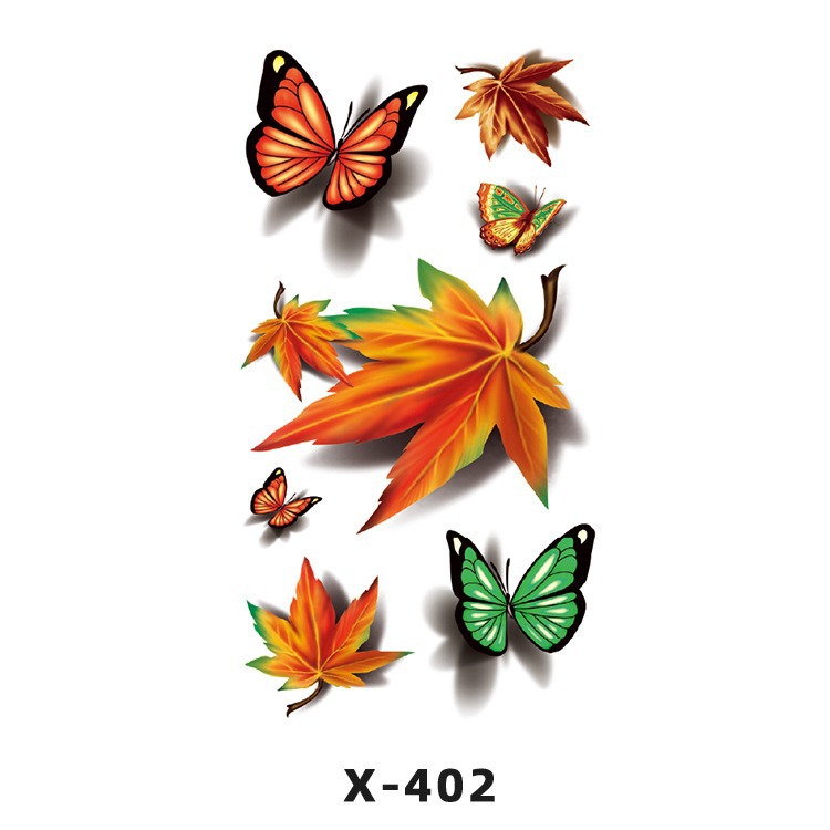 Arco de flor pequeña pegatinas de tatuaje fresco 3D dibujos animados transfronterizo Henna rosa impermeable texto en inglés pegatinas de tatuaje