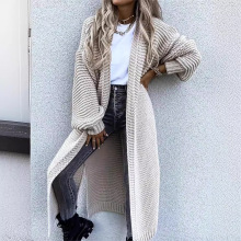 2025年 亚马逊速卖通独立站新款女装开衫针织衫 纯色秋冬保暖毛衣