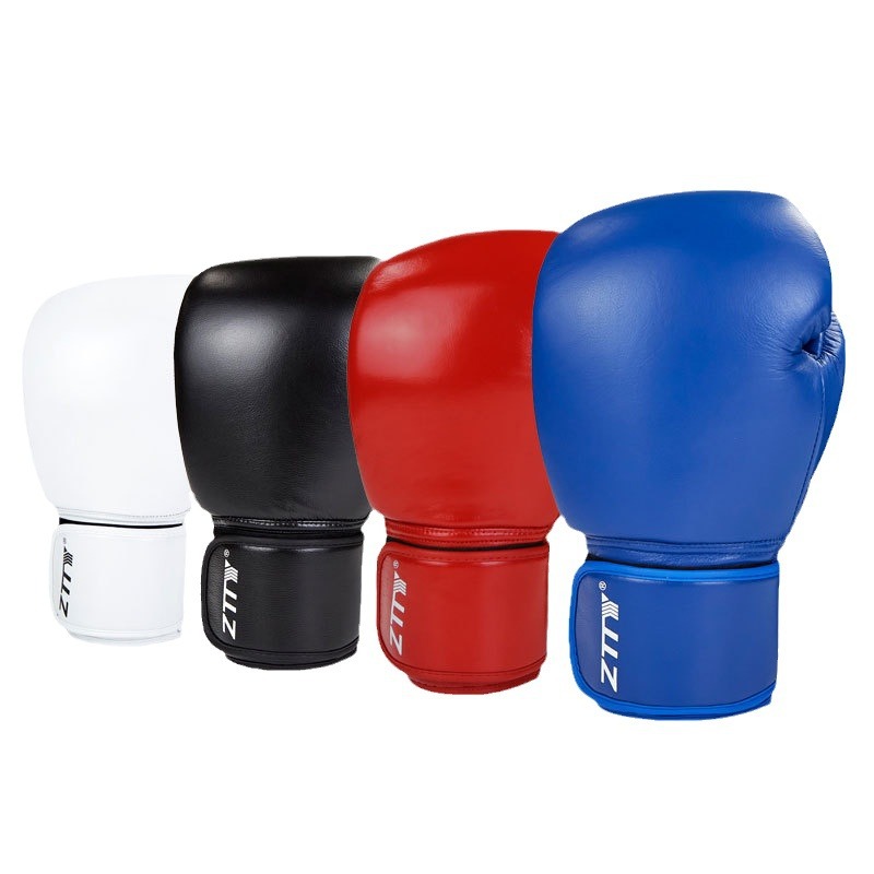 ZTTY guantes de boxeo de cuero genuino al por mayor de boxeo adulto entrenamiento de competición profesional lucha guantes de boxeo de piel de vaca forro de látex 12oz