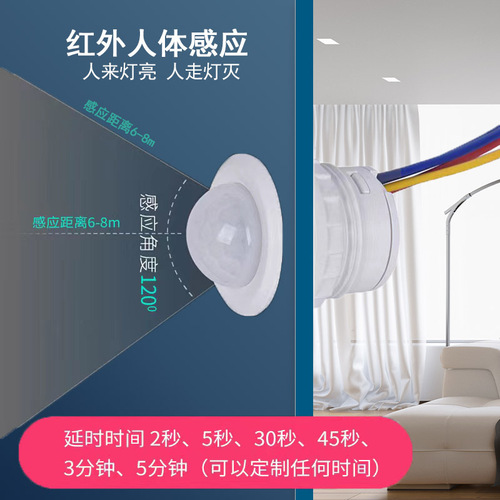 Human body sensor LED infrared sensor delay brightness adjustable photosensitive infrared human body sensor