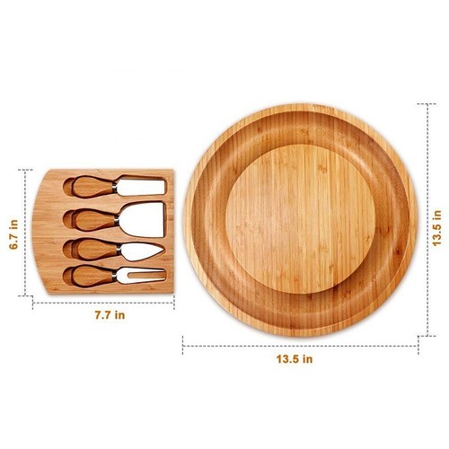 Nan bamboo cutting board manufacturer portable cheese board set steak pizza tray baking cake knife fork